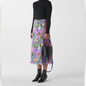 WHISTLES Simone Floral Print Silk Skirt, size 6